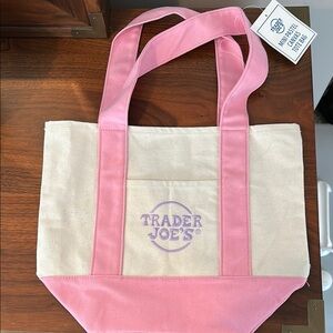 Trader Joe’s Mini Pink and Cream Tote Bag